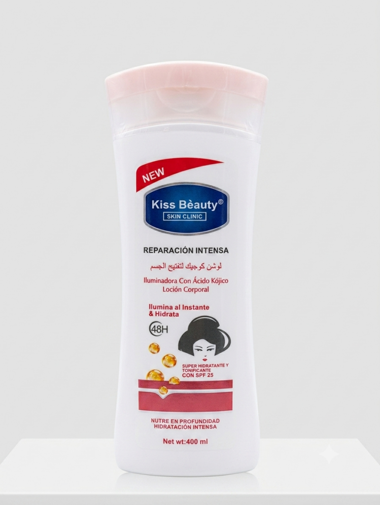 ✨ Loción Corporal Aclarante Reparación Intensa Kiss Beauty® - Ácido Kójico + SPF 25