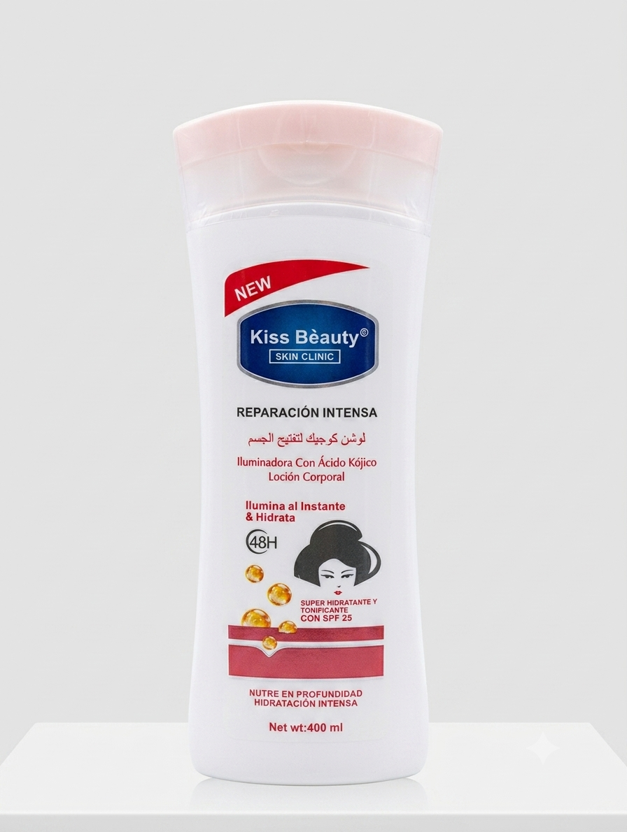 ✨ Loción Corporal Aclarante Reparación Intensa Kiss Beauty® - Ácido Kójico + SPF 25