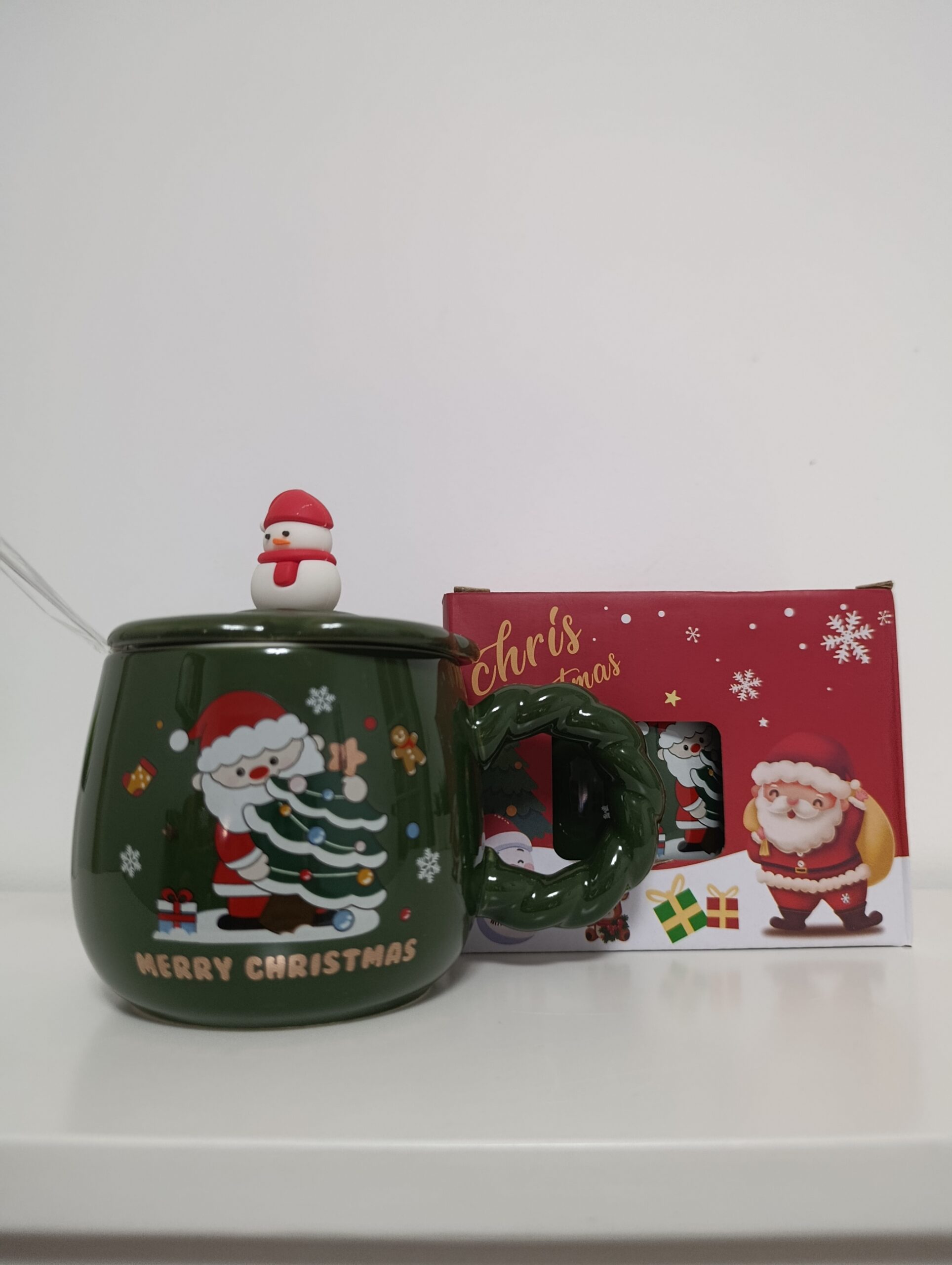 ✨ ¡Navidad Encantadora! Taza Navideña con Tapa y Cuchara ✨🎄