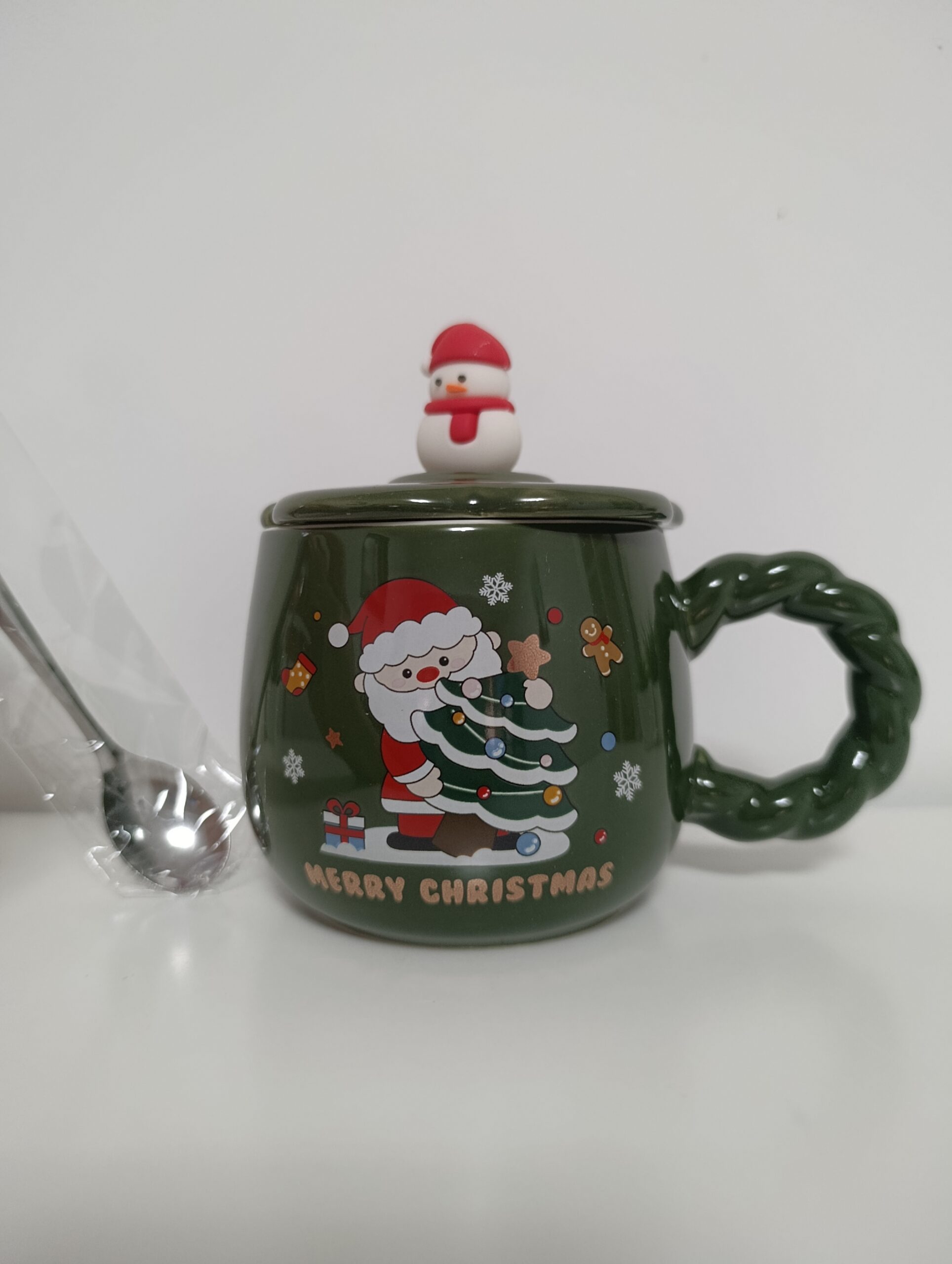✨ ¡Navidad Encantadora! Taza Navideña con Tapa y Cuchara ✨🎄 - Imagen 3